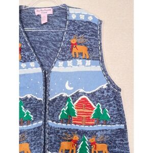 Star Blue Originale Studio Reindeer Cabin Christmas Sweater Vest Blue Medium